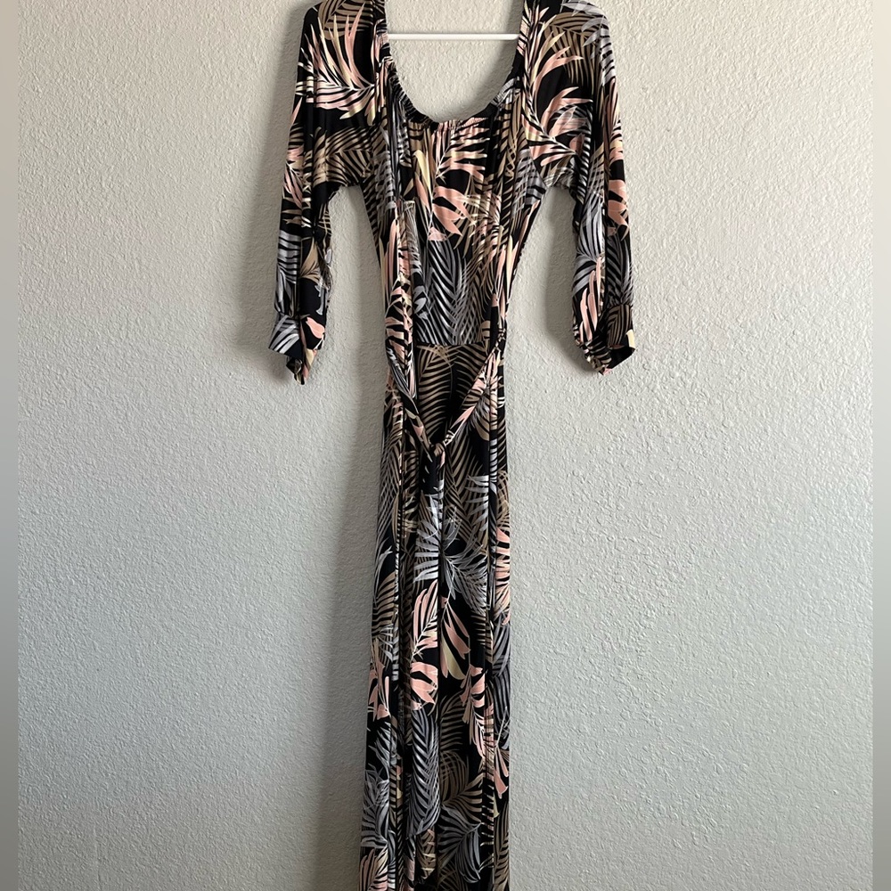 Fashion Nova palm print double slit dress